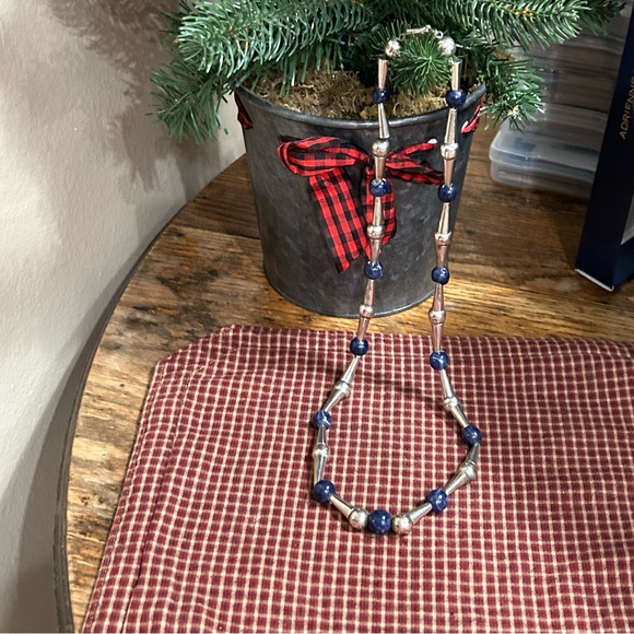 Sterling & Lapis Native American Necklace - Picture 3 of 14